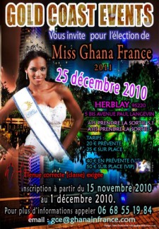 Affiche de l'lection Miss Ghana France 2011