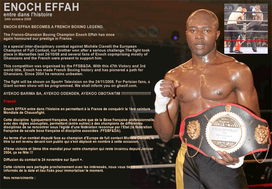 Enoch EFFAH ChaussFight champion (Marseille - 24 october 2008)