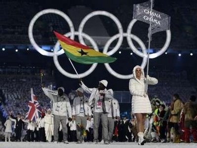 Kwame porte-drapeau du Ghana  a crmonie dl'ouverture des JO
