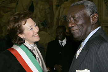 Mrs Moratti, Mayor of Milan, and John Kufuor