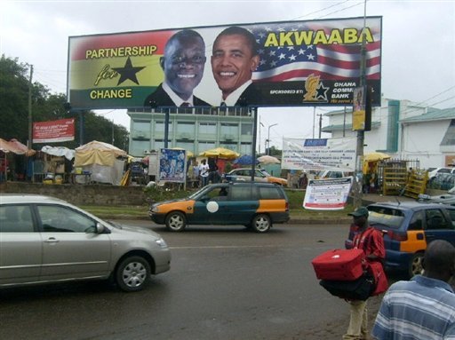 Affiche clbrant la venue de Barack Obama au Ghana